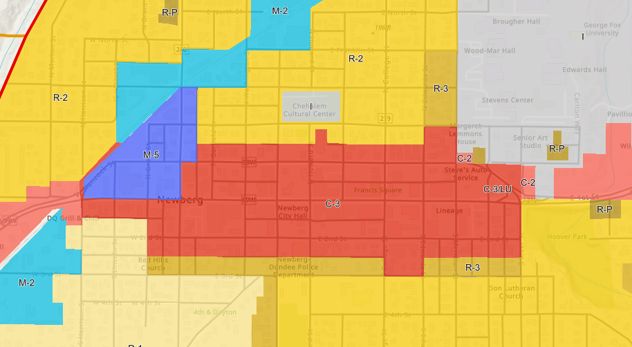 Newberg Zoning area C-3 and M-5